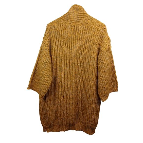 Anthropologie Stevie Boho Fringe Cardigan Sweater Mustard Chunky Oversized OS - Picture 6 of 12